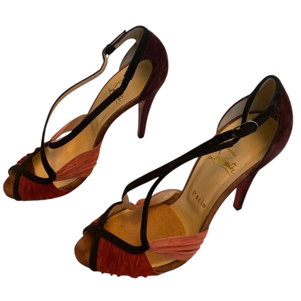 Christian Louboutin Velvet & Suede Colorblock Heels – Size 40 – Rare & Elegant ✨ - Picture 4 of 12